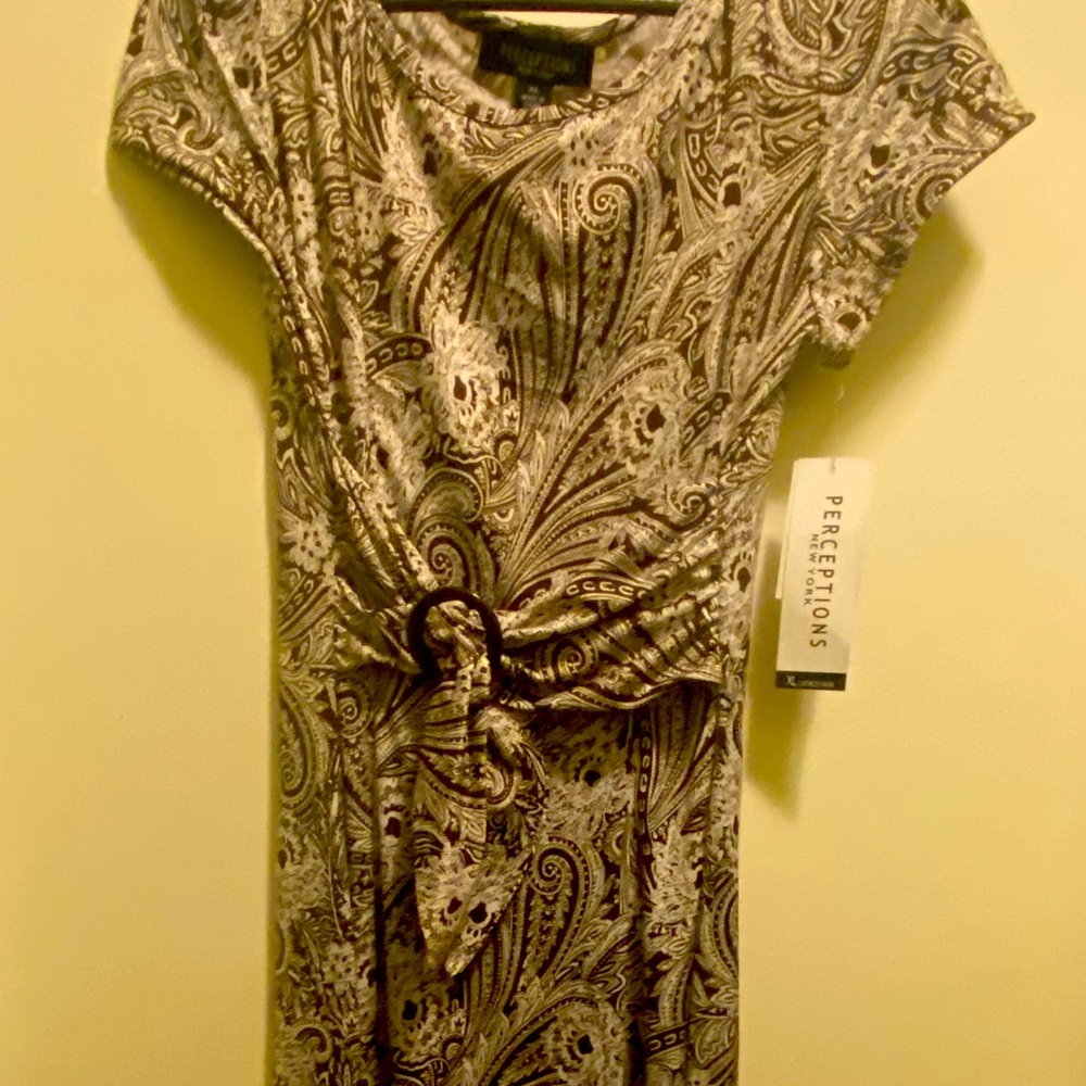 **New w/tags** Perceptions brown & cream dress